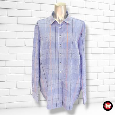 **HOY** Camisa de manga larga de cuadros ETERNA color Blanco, azul y naranja Talla XL/XXL