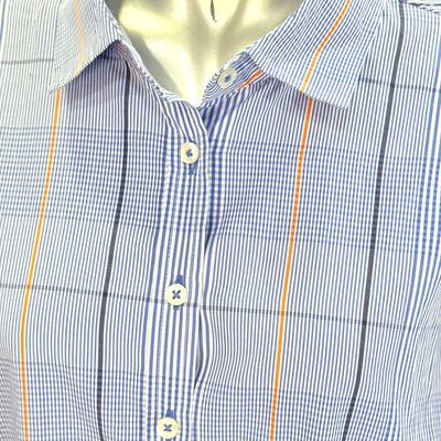 **HOY** Camisa de manga larga de cuadros ETERNA color Blanco, azul y naranja Talla XL/XXL
