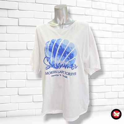 **HOY** Camiseta de manga corta PAGE ONE color Blanco y azul Talla XL (grande)