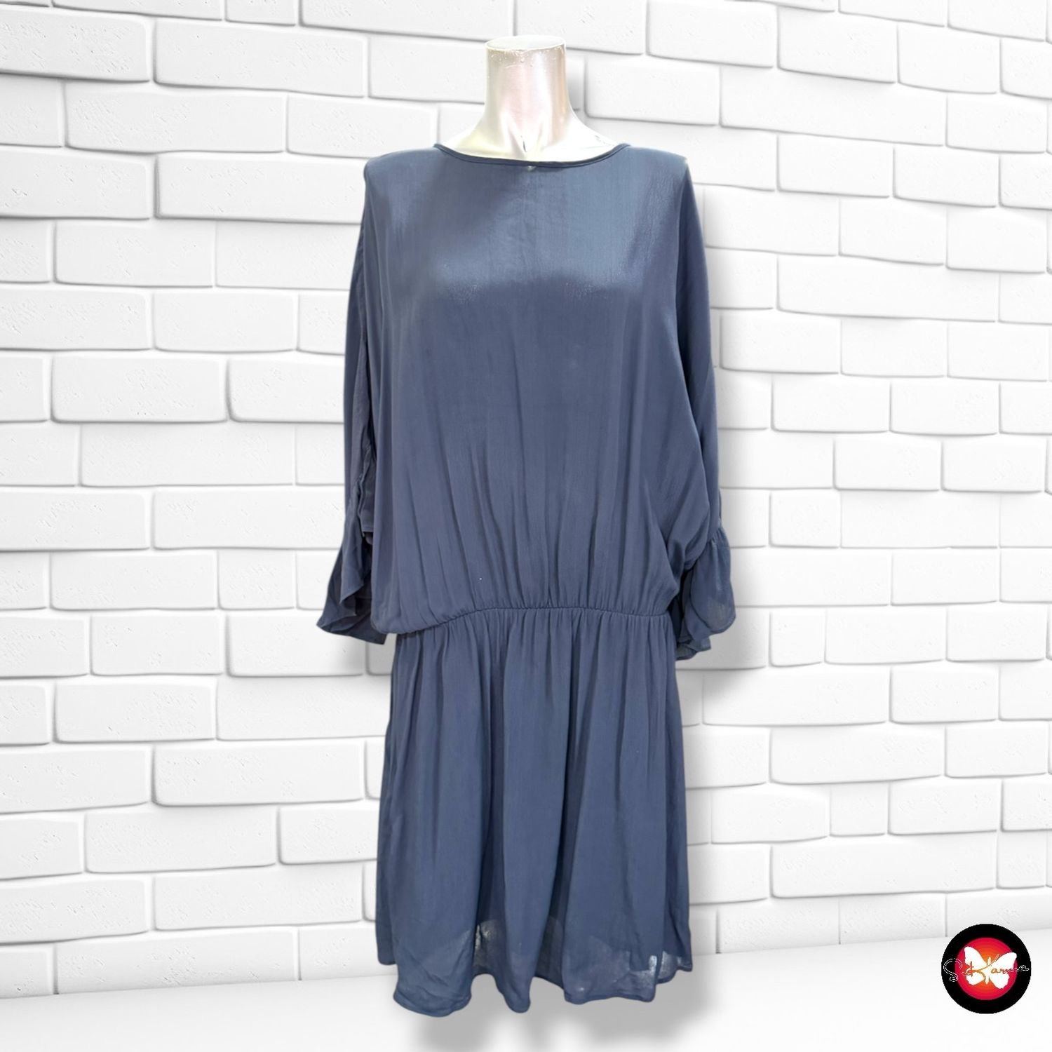 **HOY** Vestido con mangas de volantes VILA color Azul marino Talla M (grande)