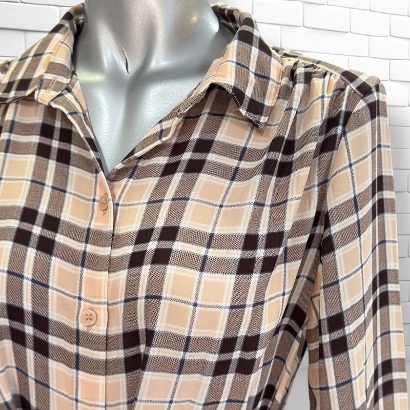 **HOY** Camisa de cuadros premamá H&amp;M color Rosa, marrón y azul Talla XS