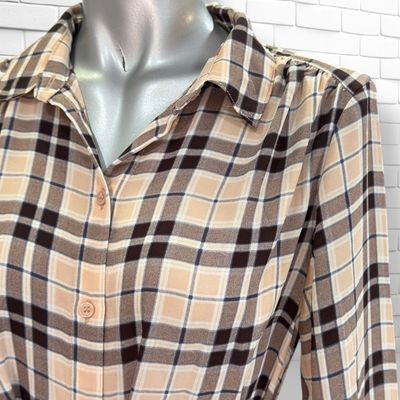 **HOY** Camisa de cuadros premamá H&M color Rosa, marrón y azul Talla XS
