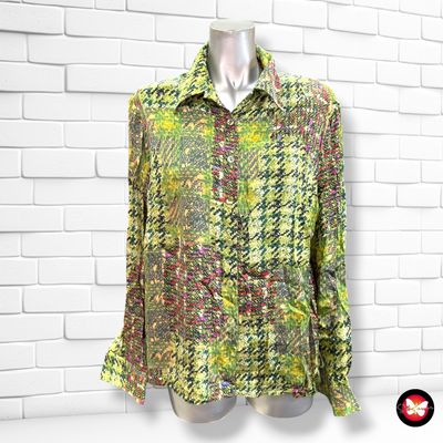 **HOY** Camisa de seda color Verde y varios Talla L/XL