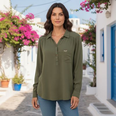 **HOY** Blusa de manga larga HOLLISTER color Verde militar Talla L (grande)