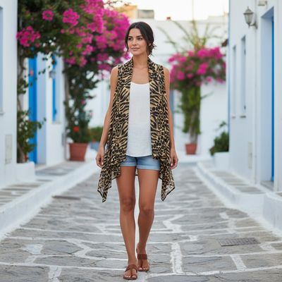 **HOY** Chaleco traslúcido ZURY color Animal print Talla S/M