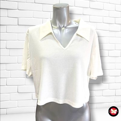 **HOY** Polo cropped de manga corta SHEIN CURVE color Blanco roto Talla 3XL