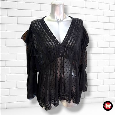 **HOY** Blusa traslúcida de noche color Negro Talla XL