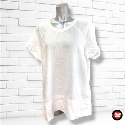 **HOY** Blusa de manga corta de lino color Blanco Talla L