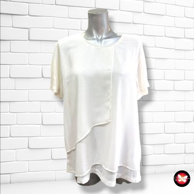**HOY** Blusa de manga corta con capas ELOGY color Blanco Talla L