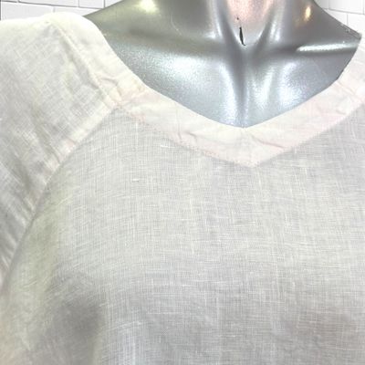 **HOY** Blusa de manga corta de lino color Blanco Talla L