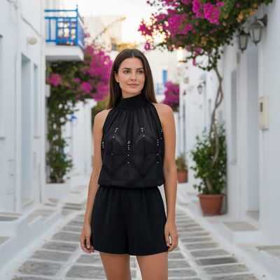 **HOY** Blusa halter de noche color Negro Talla XL/XXL