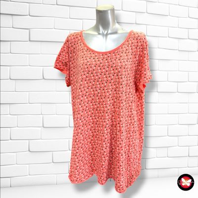 **HOY** Camiseta de manga corta de florecitas color Coral Talla ÚNICA GRANDE