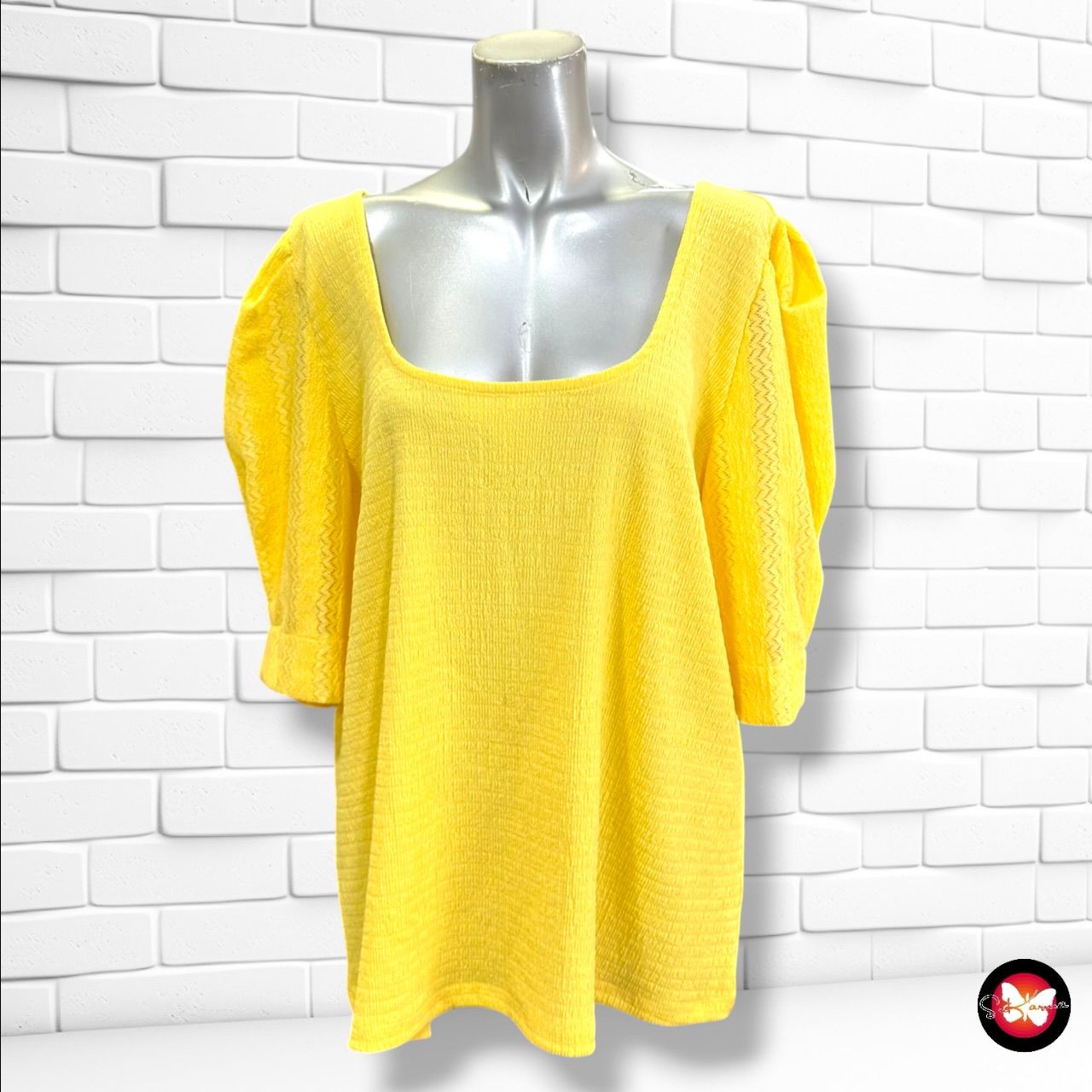 **HOY** Blusa de mangas abullonadas VIOLETA color Amarillo Talla 3XL