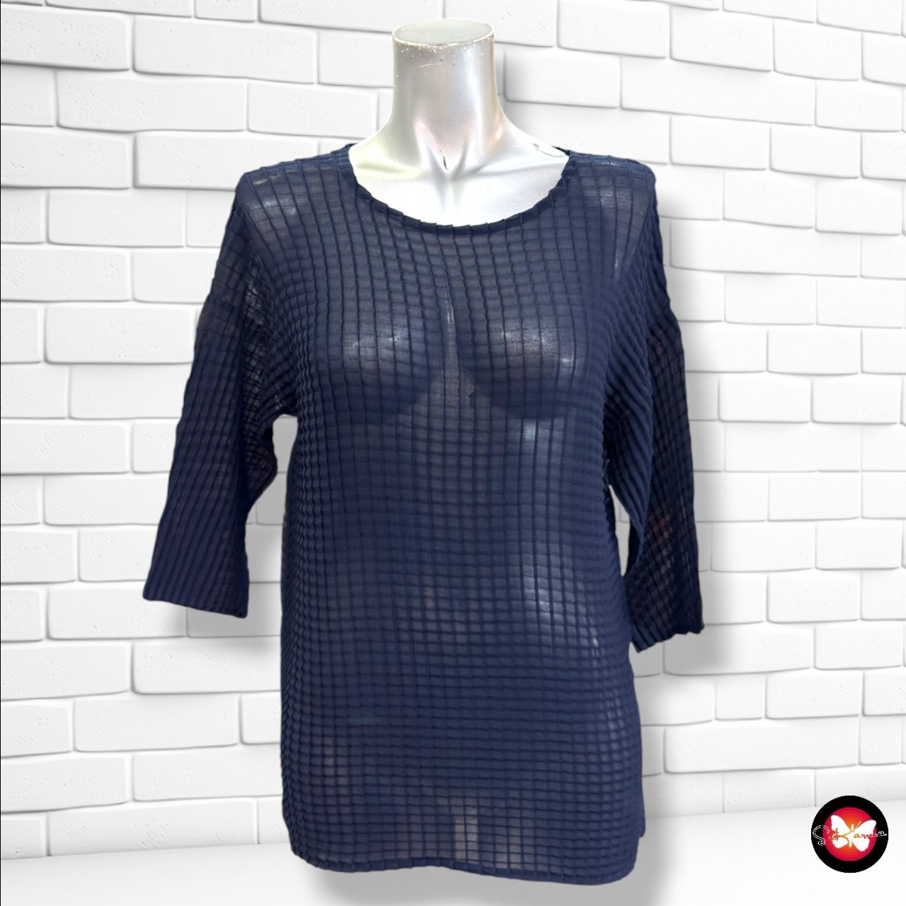**HOY** Blusa traslúcida ADOLFO DOMINGUEZ color Azul marino Talla 44 (pequeña)