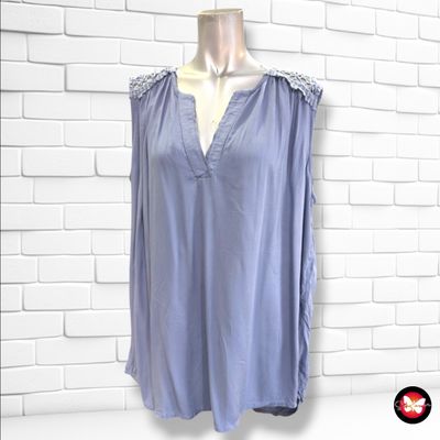 **HOY** Blusa sin mangas con encaje YESSICA color Celeste Talla 48