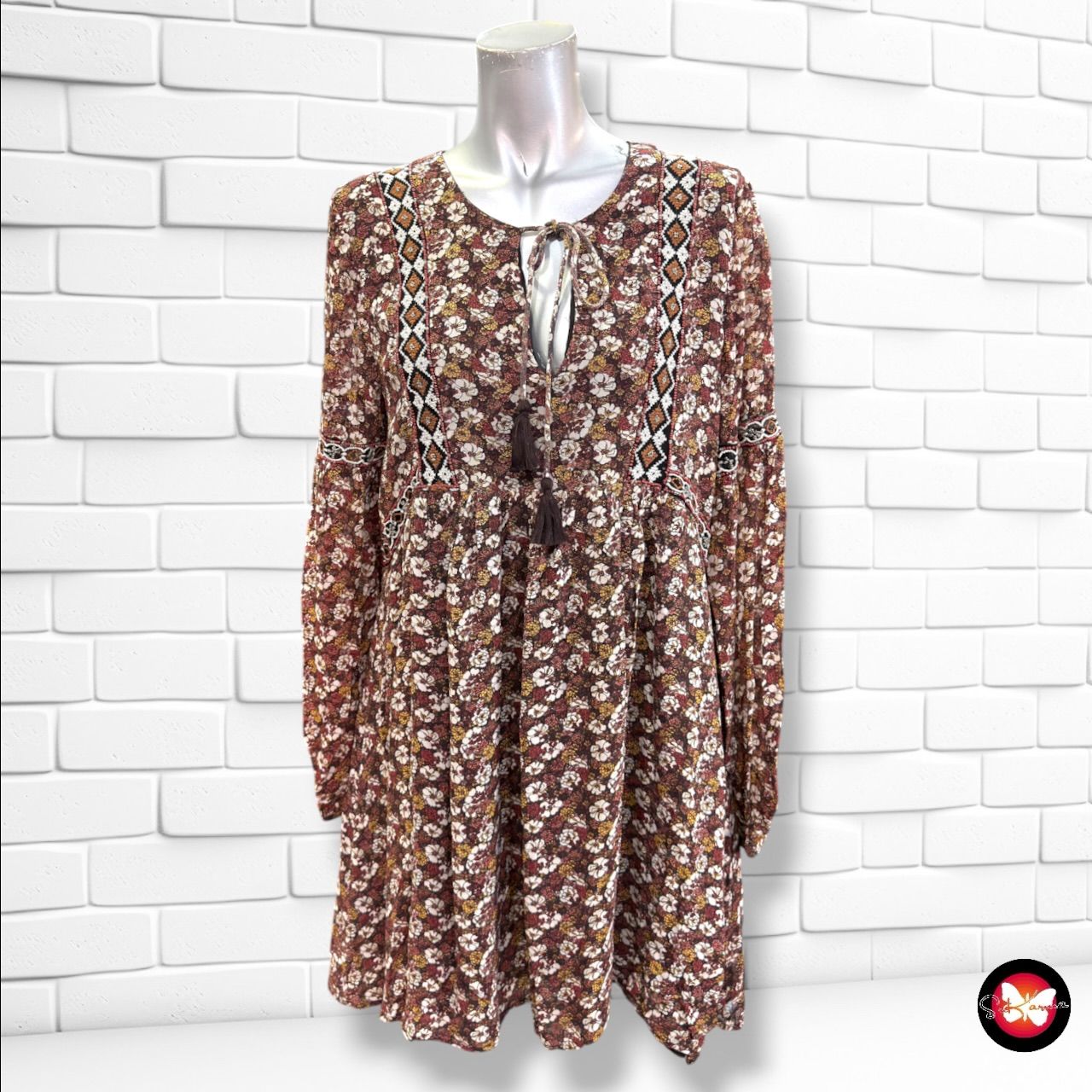 **HOY** Vestido de manga larga de florecitas PEPE JEANS color Marrón y varios Talla S