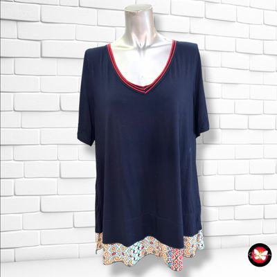 **HOY** Blusa con espalda de gasa TROPPO color Azul marino y varios Talla 50