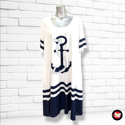 **HOY** Vestido marinero SHEIN CURVE color Blanco y azul marino Talla 2XL