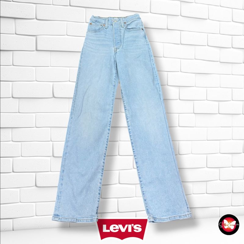 **HOY** Pantalón  RIBCAGE STRAIGHT LEVI’S color Azul vaquero Talla XS (W24) (pequeña)