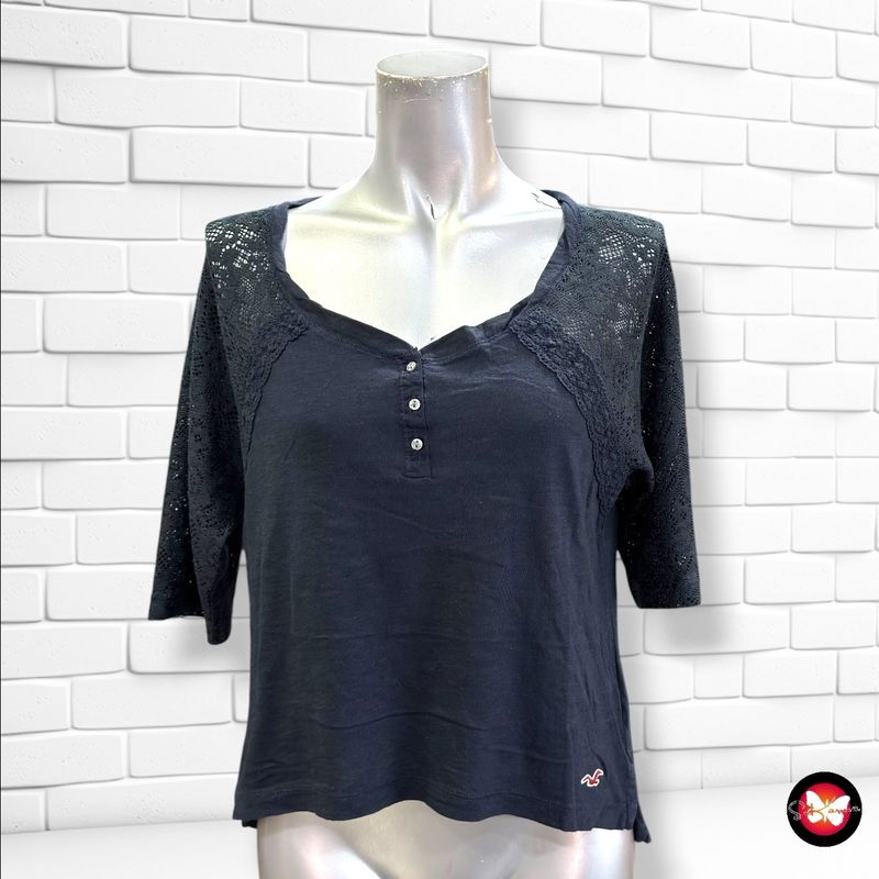 **HOY** Camiseta con encaje HOLLISTER color Azul marino Talla S