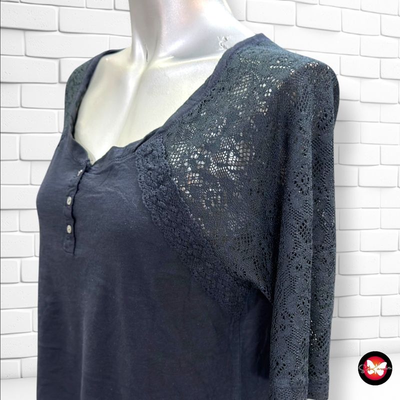 **HOY** Camiseta con encaje HOLLISTER color Azul marino Talla S