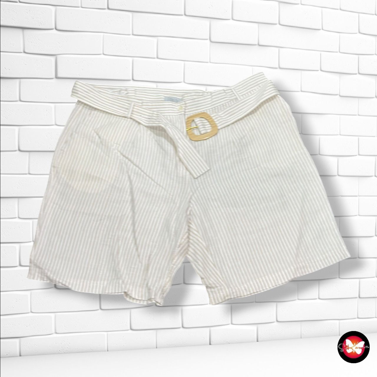 **HOY** Bermudas de lino CHOICE color Blanco y beige Talla 48