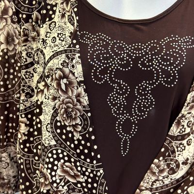 **HOY** Blusa de media manga   color Marrón y beige Talla L/XL