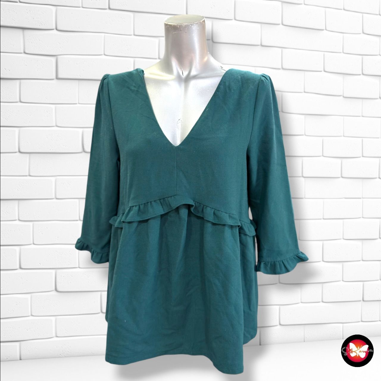 **HOY** Blusa de media manga   color Verde Talla S
