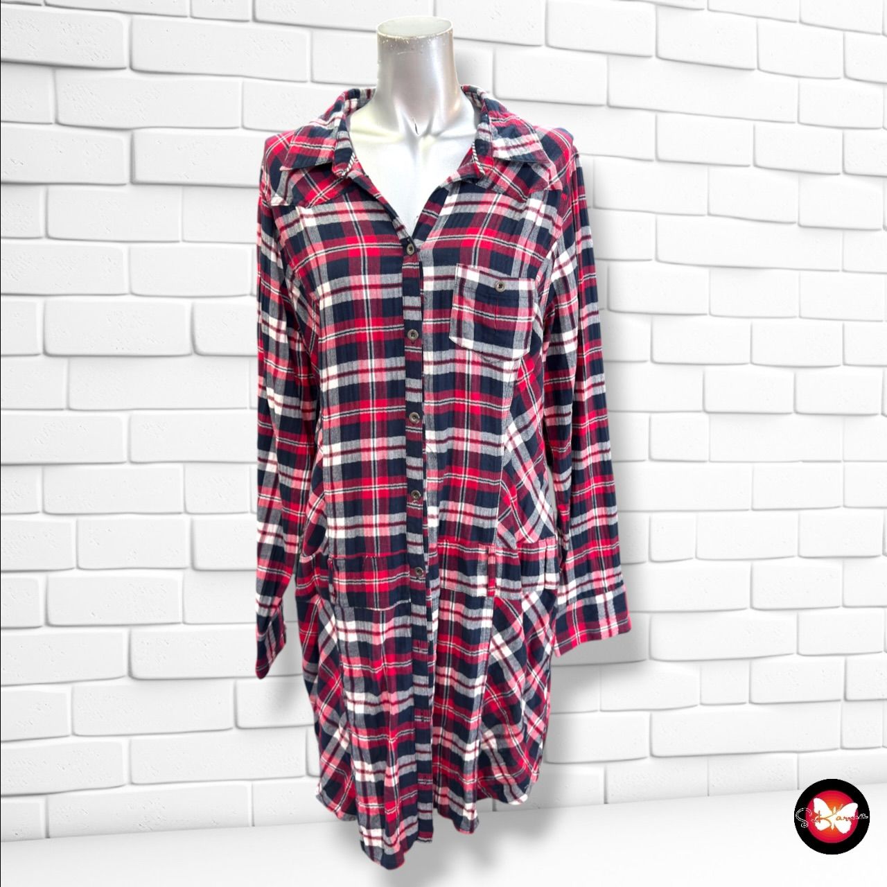 **HOY** Camisola de cuadros TALK AND WALK color Azul marino, blanco y rojo Talla 44