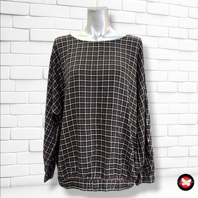 **HOY** Blusa de manga larga de cuadros TCHIBO color Marrón, negro y blanco Talla 42 (grande)