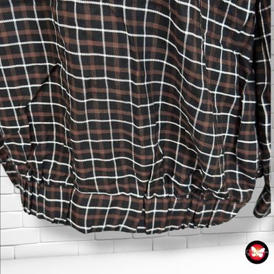 **HOY** Blusa de manga larga de cuadros TCHIBO color Marrón, negro y blanco Talla 42 (grande)
