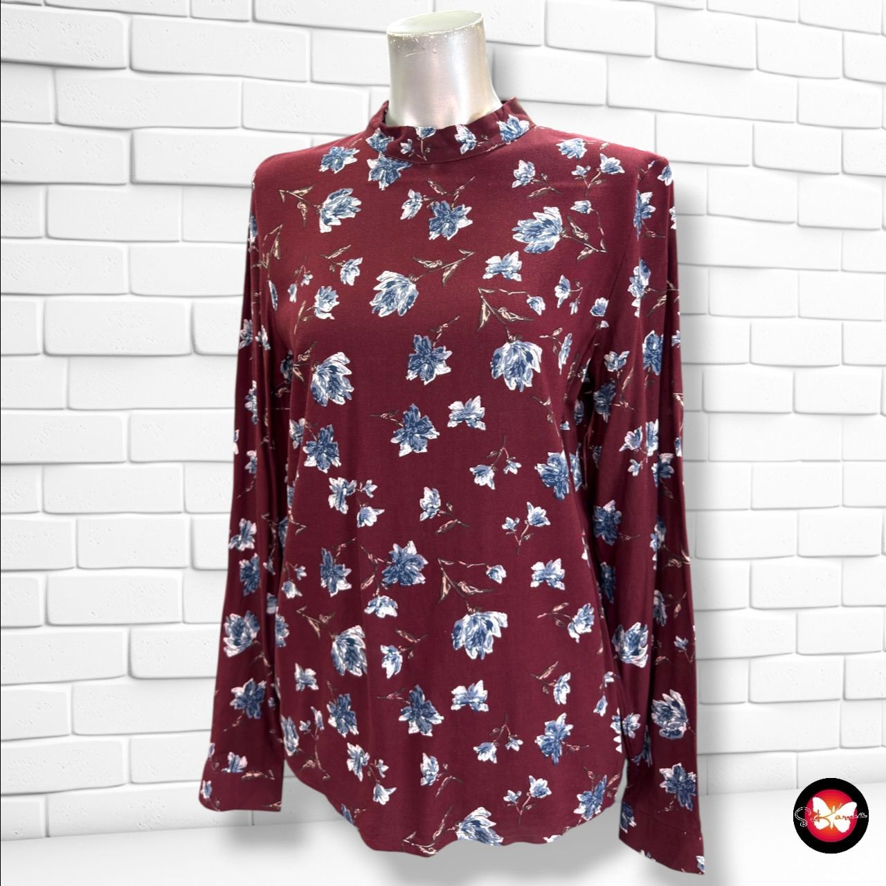 **HOY** Blusa de manga larga de flores ICHI color Granate y varios Talla 34