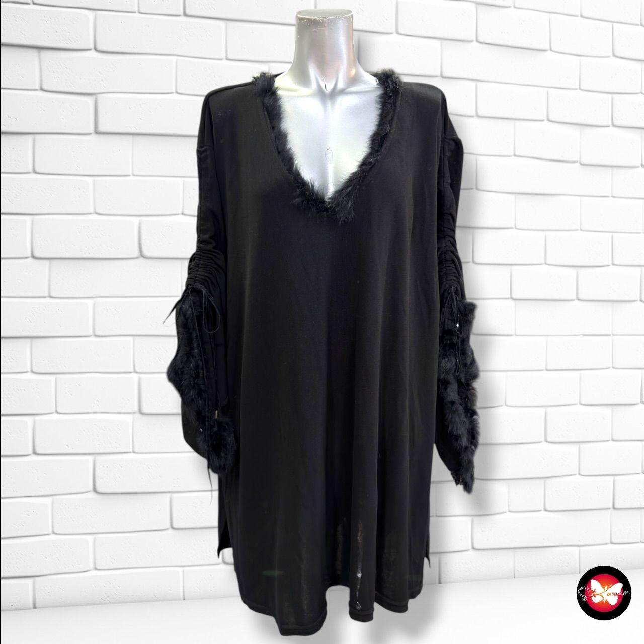 **HOY** Blusa de noche con pelito JEAN MARC PHILIPPE color Negro Talla 5XL