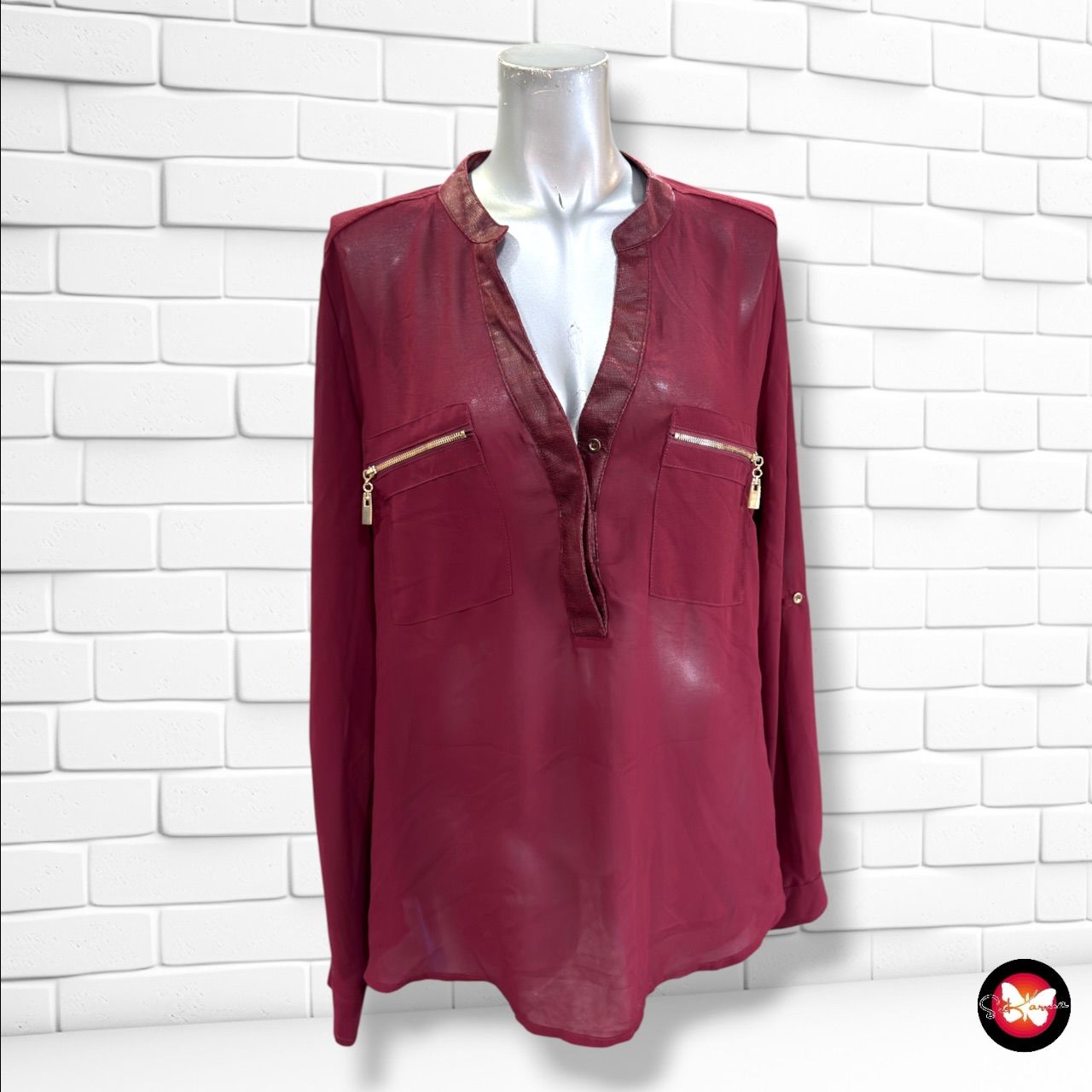 **HOY** Blusa de manga larga traslúcida MY HAILYS color Granate Talla L