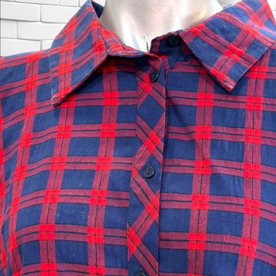 **HOY** Camisa de cuadros ZARA color Azul marino y rojo Talla XXL