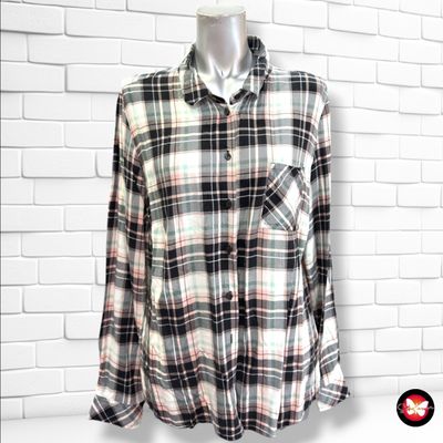 **HOY** Camisa de cuadros LAURA TORELLI color Negro, blanco y rosa Talla 42