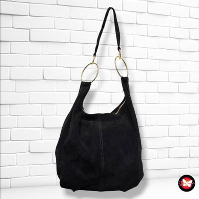 **HOY** Bolso de hombro de ante  color Negro Talla GRANDE