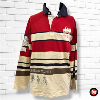 **HOY** Polo de manga larga VAN SANTEN &amp; VAN SANTEN color Rojo, crema y azul marino Talla Hombre L