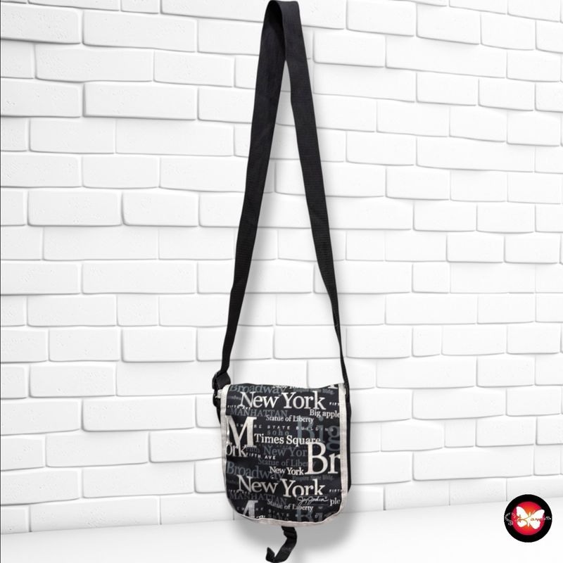 Bolso bandolera de tela  color Negro Talla PEQUEÑO