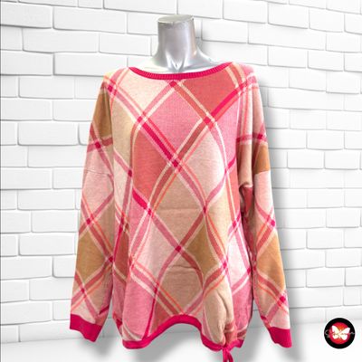 **HOY** Jersey de manga larga de rombos CECIL color Rosa y camel Talla XXL