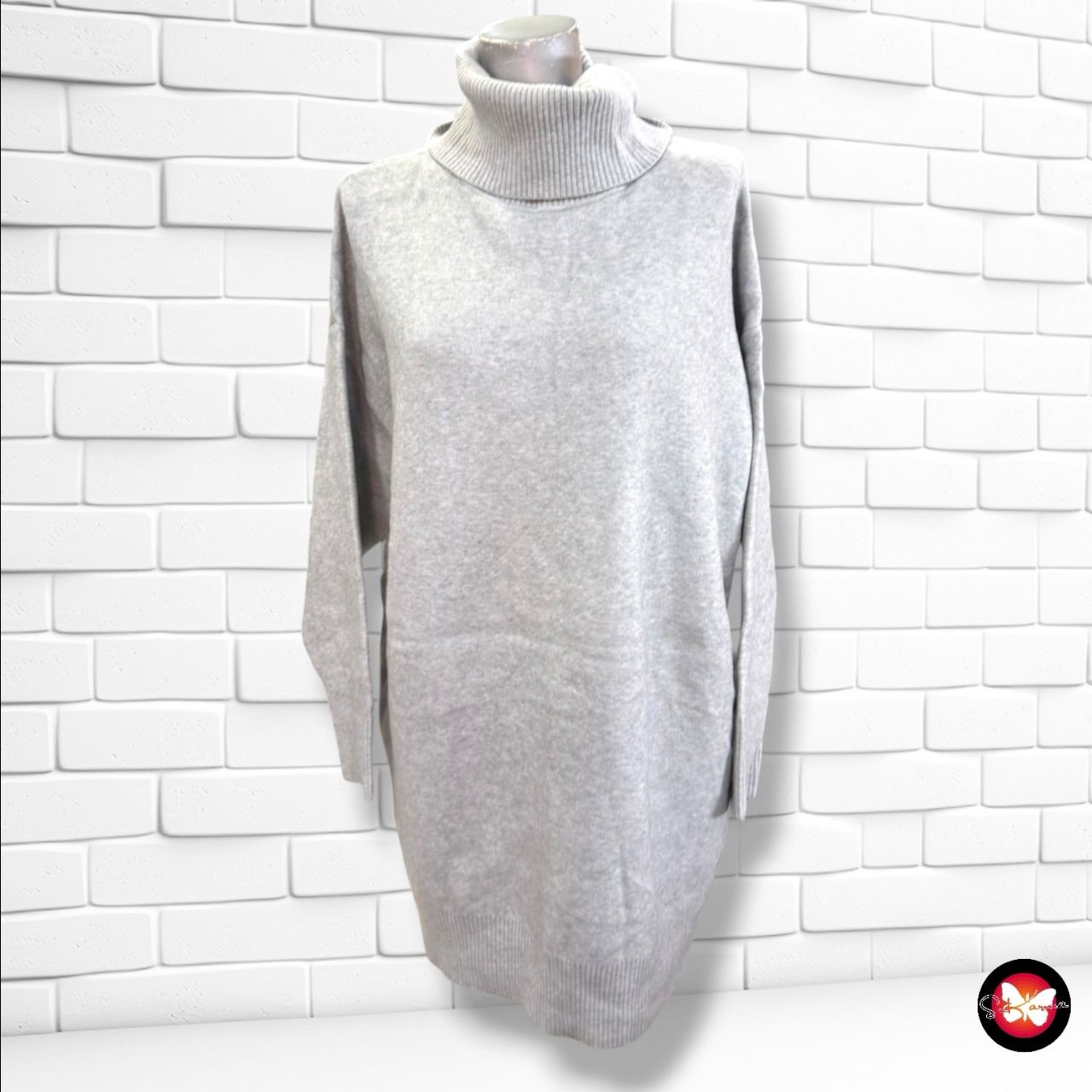 **HOY** MAXI Jersey de manga larga y cuello alto STRADIVARIUS color Gris Talla S (grande)