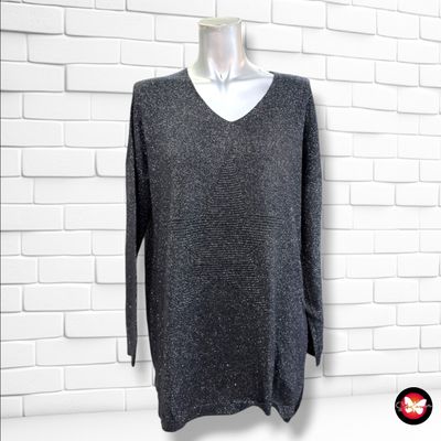 **HOY** Jersey de manga larga de lurex con “estrella”  color Negro y plateado Talla ÚNICA