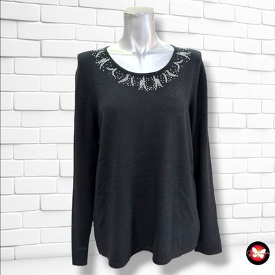 **HOY** Jersey de manga larga con brillos PUNTO ROMA color Negro Talla L