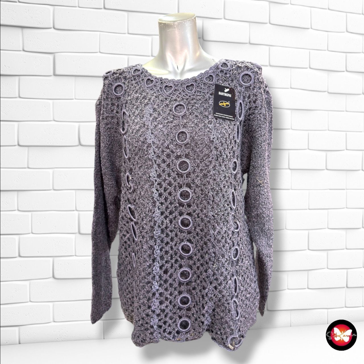 **HOY** Jersey de manga larga con ganchillo  color Morado Talla L