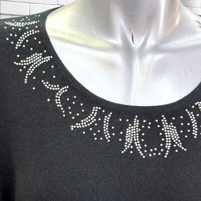 **HOY** Jersey de manga larga con brillos PUNTO ROMA color Negro Talla L