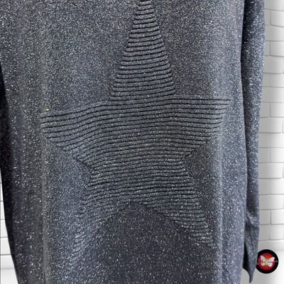 **HOY** Jersey de manga larga de lurex con “estrella”  color Negro y plateado Talla ÚNICA