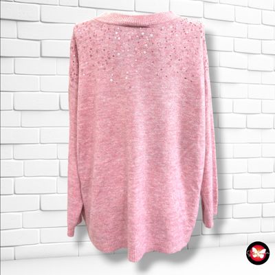 **HOY** Jersey de manga larga con lentejuelas GINA color Rosa y camel Talla XXL