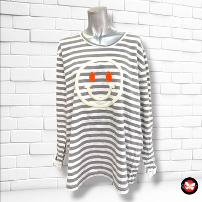 **HOY** Sudadera finita de rayas “SMILE” ANISTON CASUAL color Blanco y gris Talla 48