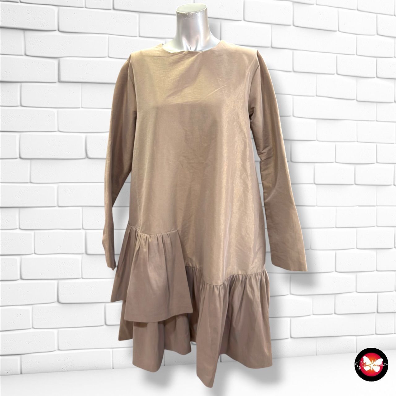 **HOY** Vestido tornasolado MERI color Taupe Talla 38 (grande)