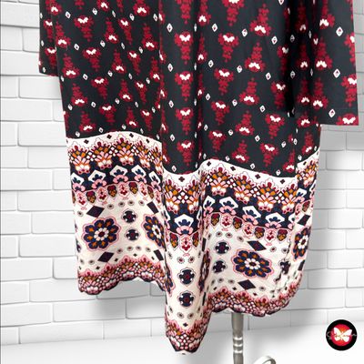 **HOY** Vestido de media manga color Negro, blanco y rojo Talla XXL